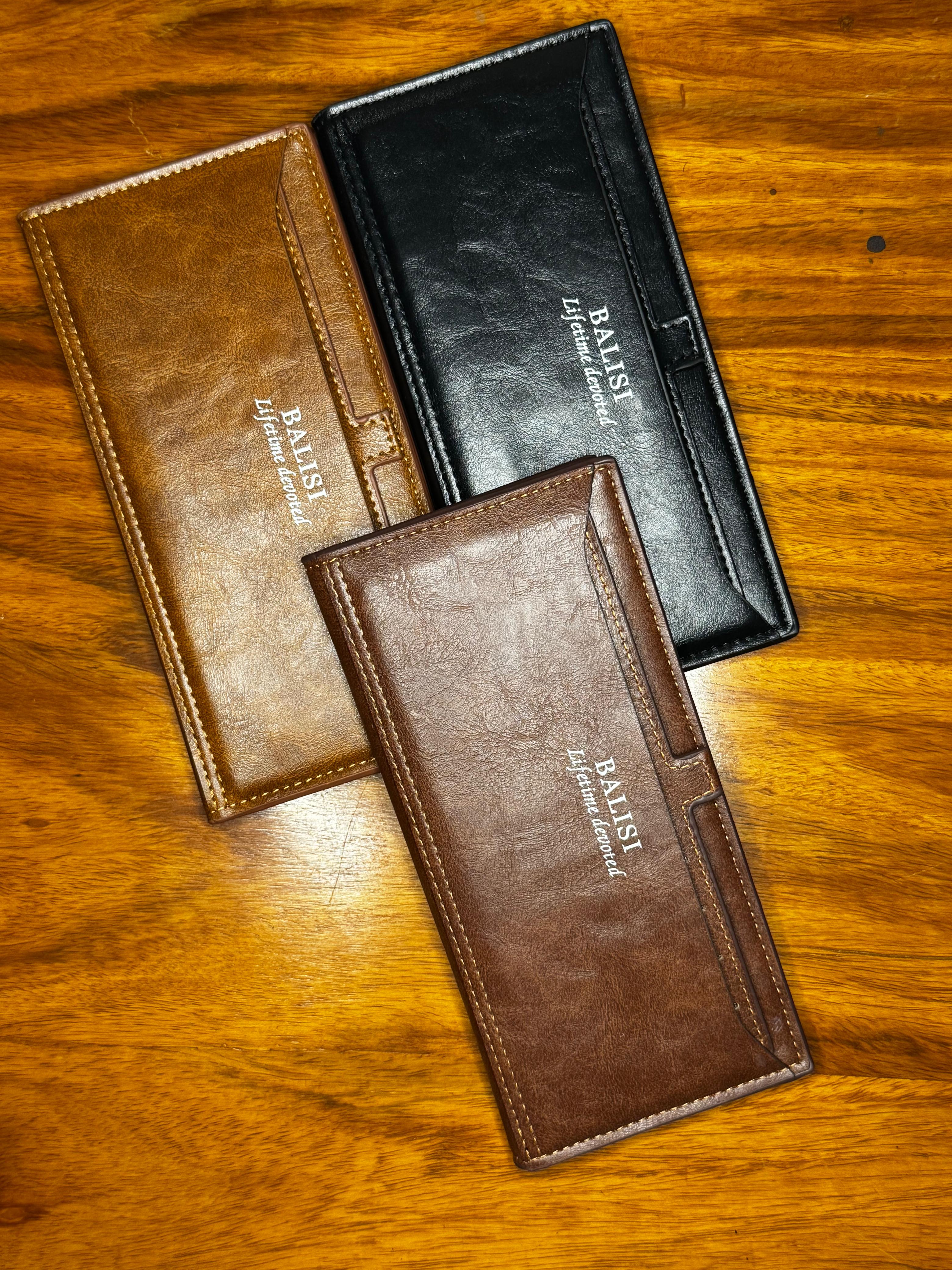 Men's Premium Leather Long Wallet – Slim Bifold Card Holder & Cash Organizer