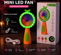 Mini LED Handheld Fan with RGB Light | Rechargeable Portable Cooling Fan (USB Type-C)