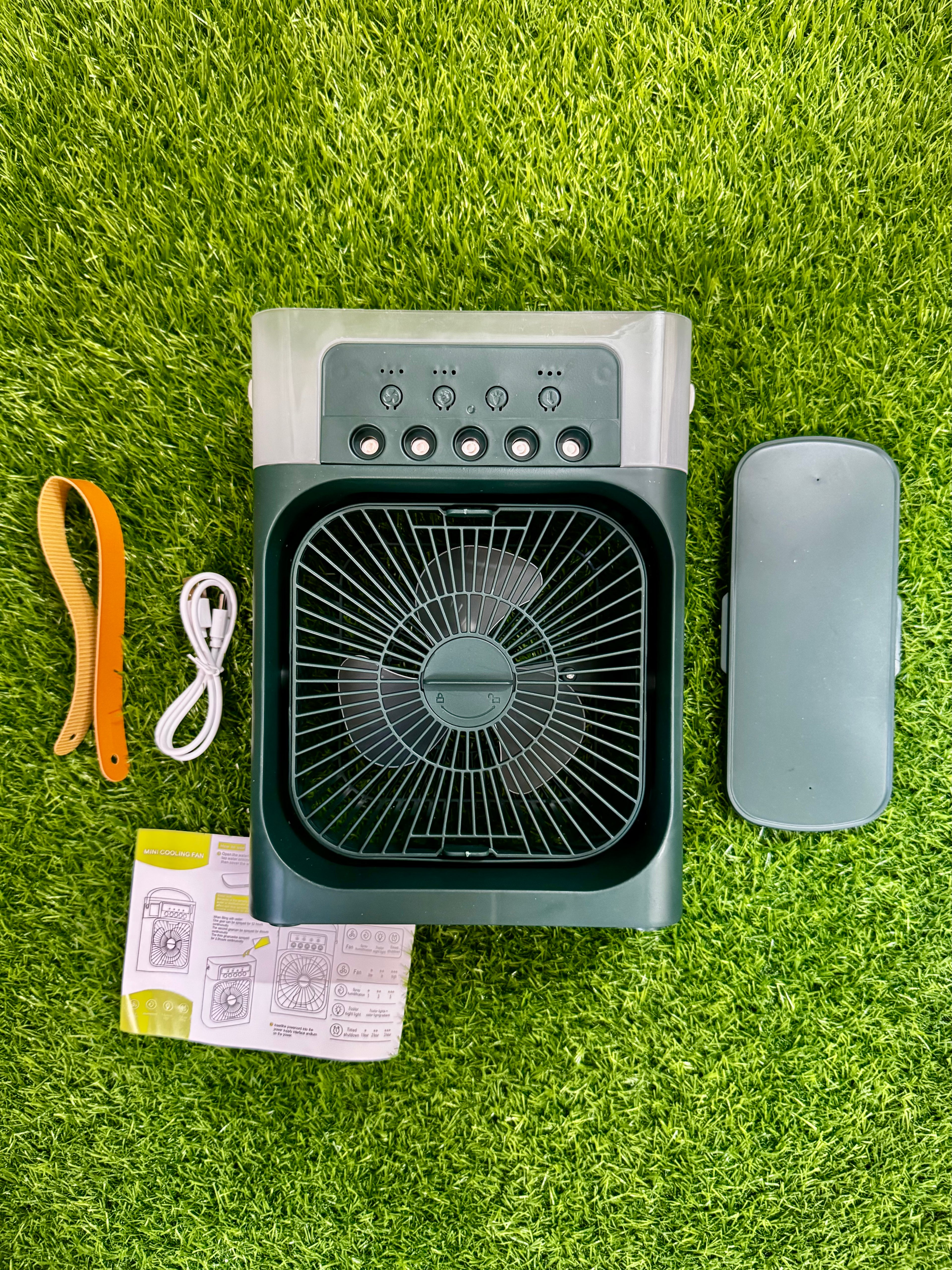 Mini Air Cooler AC Fan with Ice Chamber | Portable Desktop Cooling Fan with Water Mist Spray Humidifier and LED Lights for Room Office Home