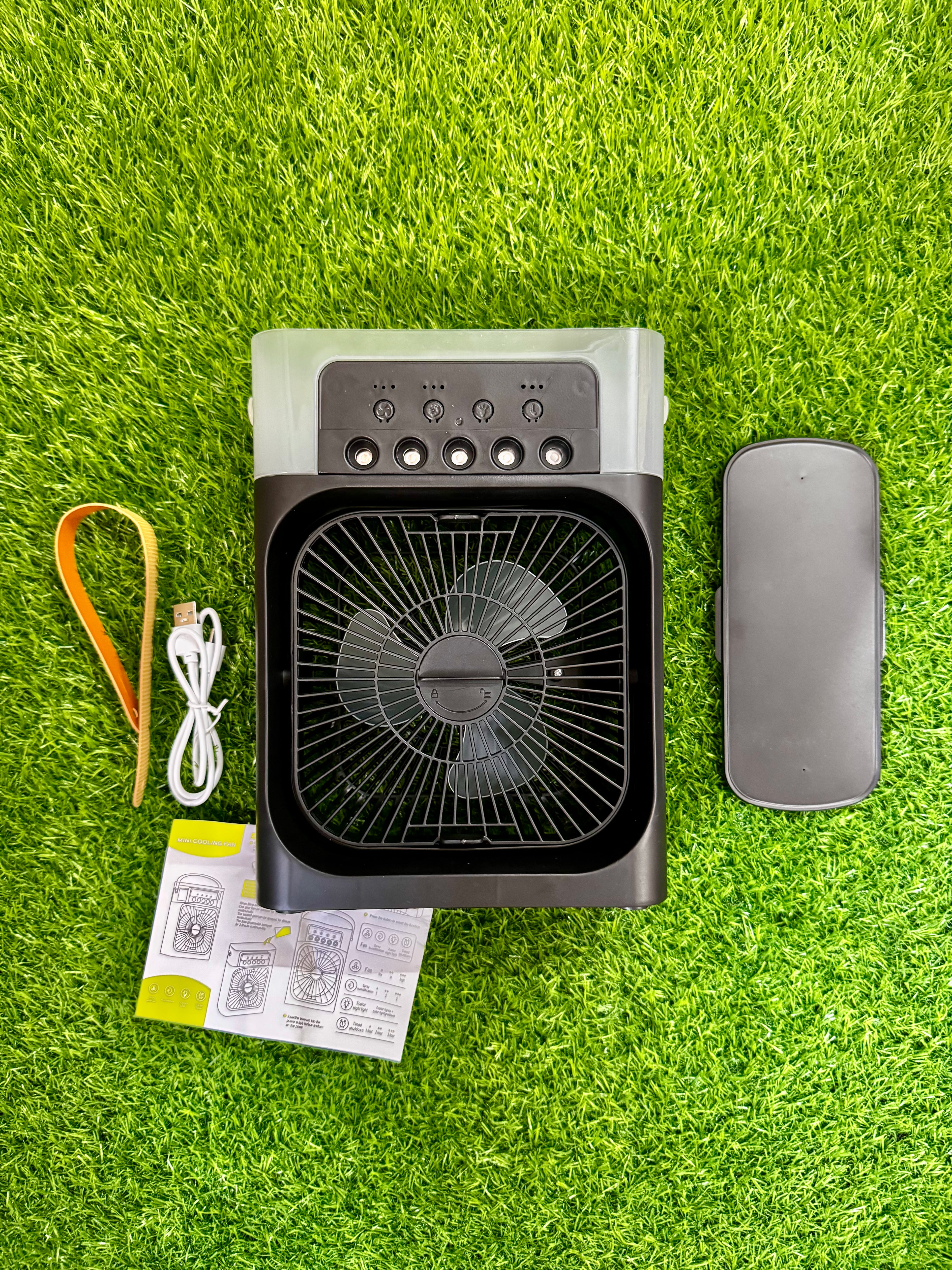 Mini Air Cooler AC Fan with Ice Chamber | Portable Desktop Cooling Fan with Water Mist Spray Humidifier and LED Lights for Room Office Home