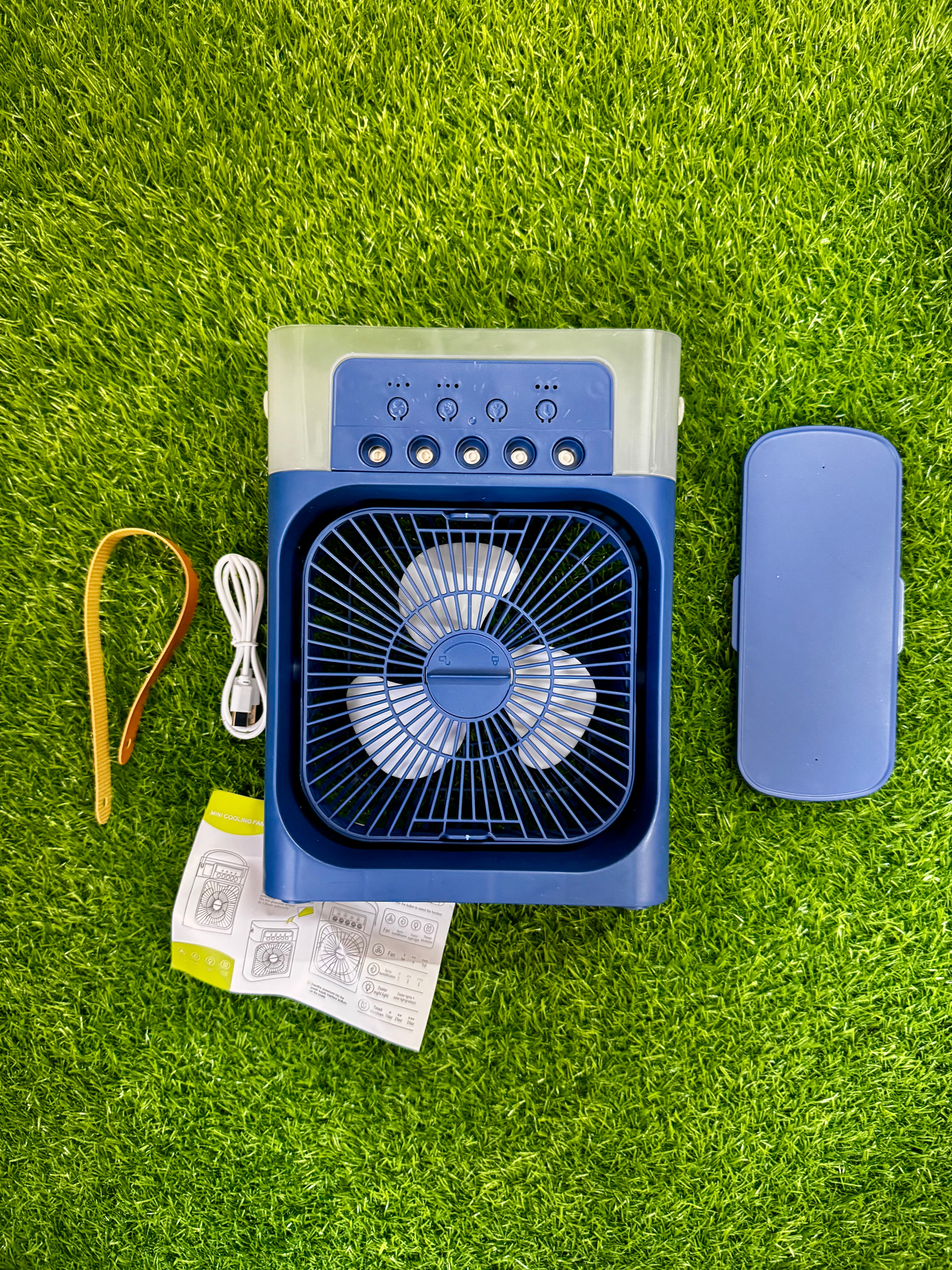 Mini Air Cooler AC Fan with Ice Chamber | Portable Desktop Cooling Fan with Water Mist Spray Humidifier and LED Lights for Room Office Home