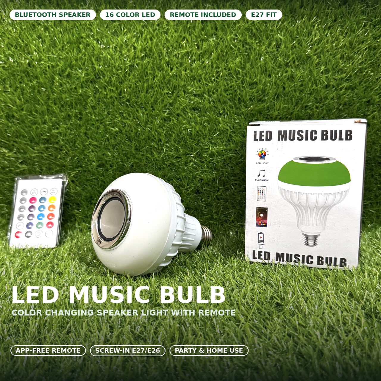 2-in-1 Smart LED Music Bulb with Bluetooth Speaker - Multicolor