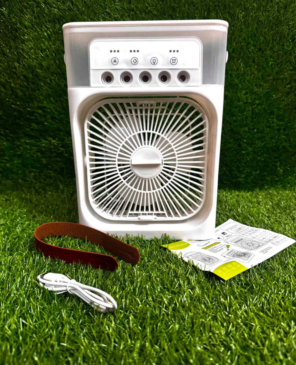 Mini Air Cooler AC Fan with Ice Chamber | Portable Desktop Cooling Fan with Water Mist Spray Humidifier and LED Lights for Room Office Home