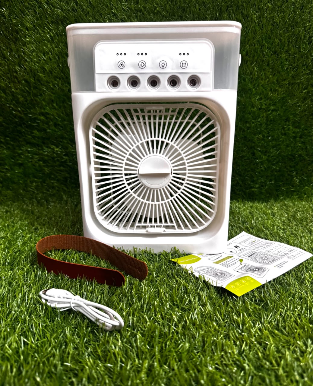 Mini Air Cooler AC Fan with Ice Chamber | Portable Desktop Cooling Fan with Water Mist Spray Humidifier and LED Lights for Room Office Home