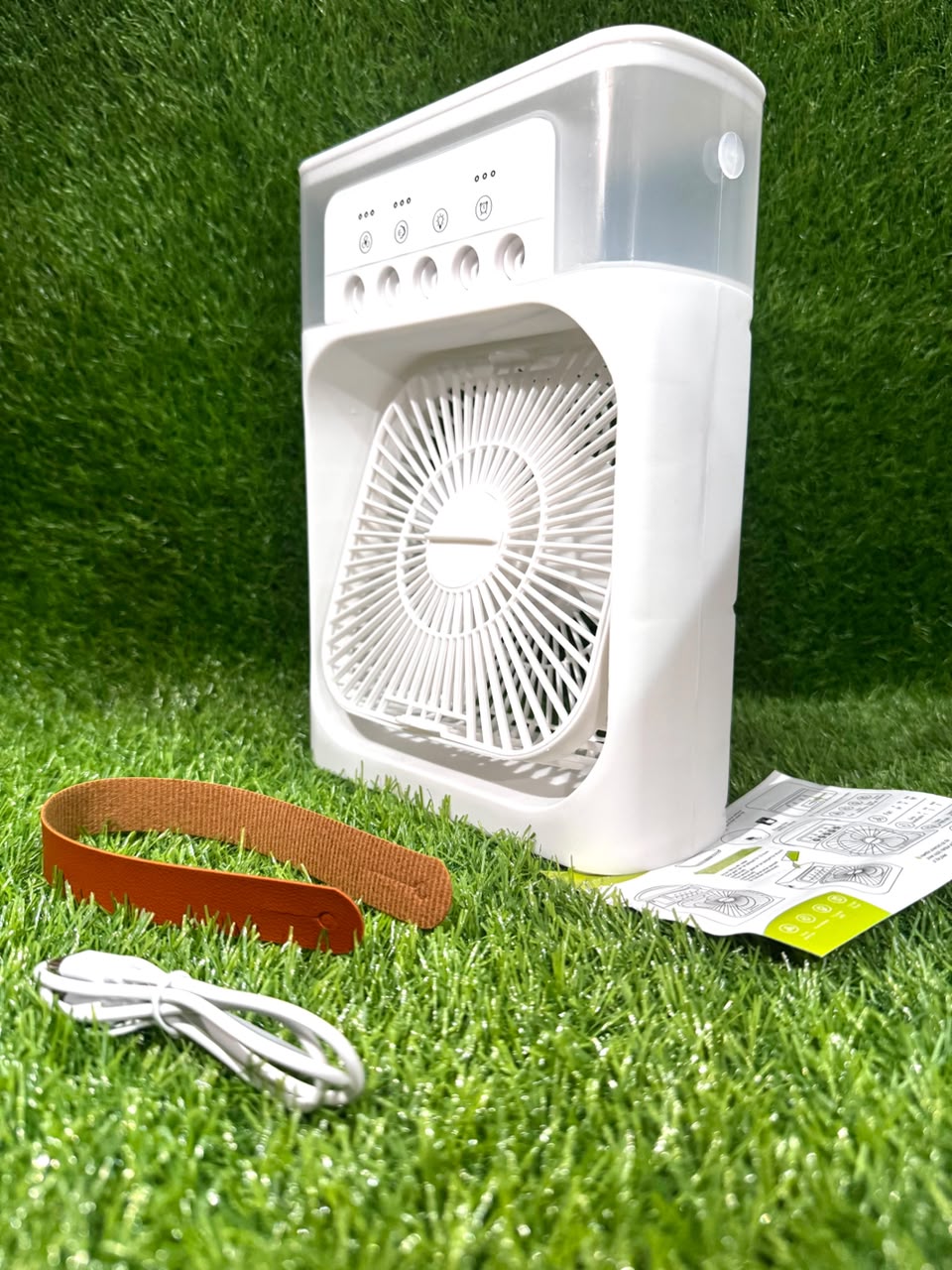 Mini Air Cooler AC Fan with Ice Chamber | Portable Desktop Cooling Fan with Water Mist Spray Humidifier and LED Lights for Room Office Home