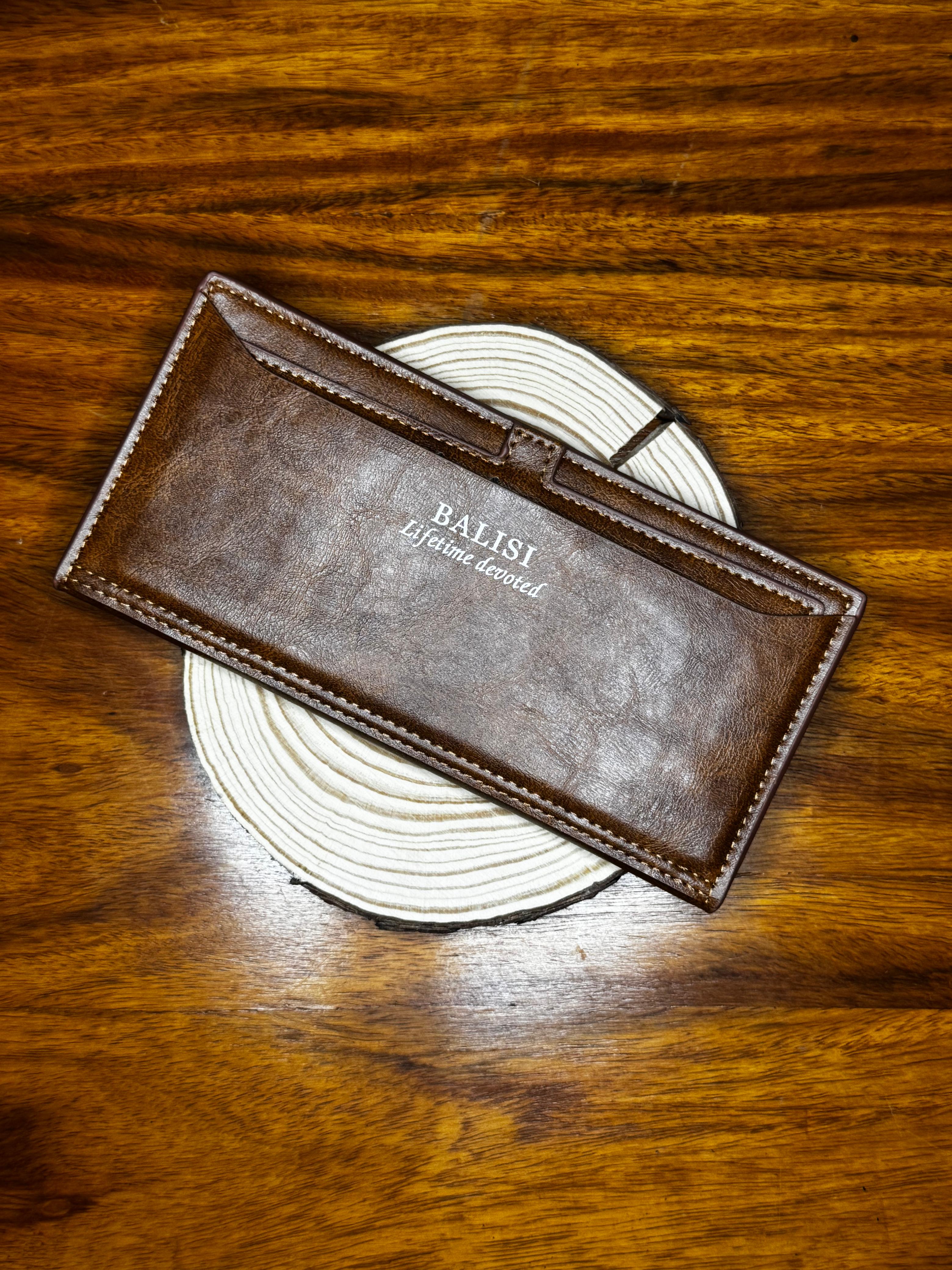 Men's Premium Leather Long Wallet – Slim Bifold Card Holder & Cash Organizer