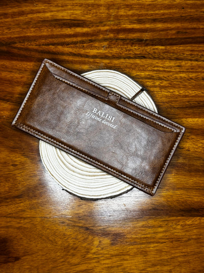 Men's Premium Leather Long Wallet – Slim Bifold Card Holder & Cash Organizer