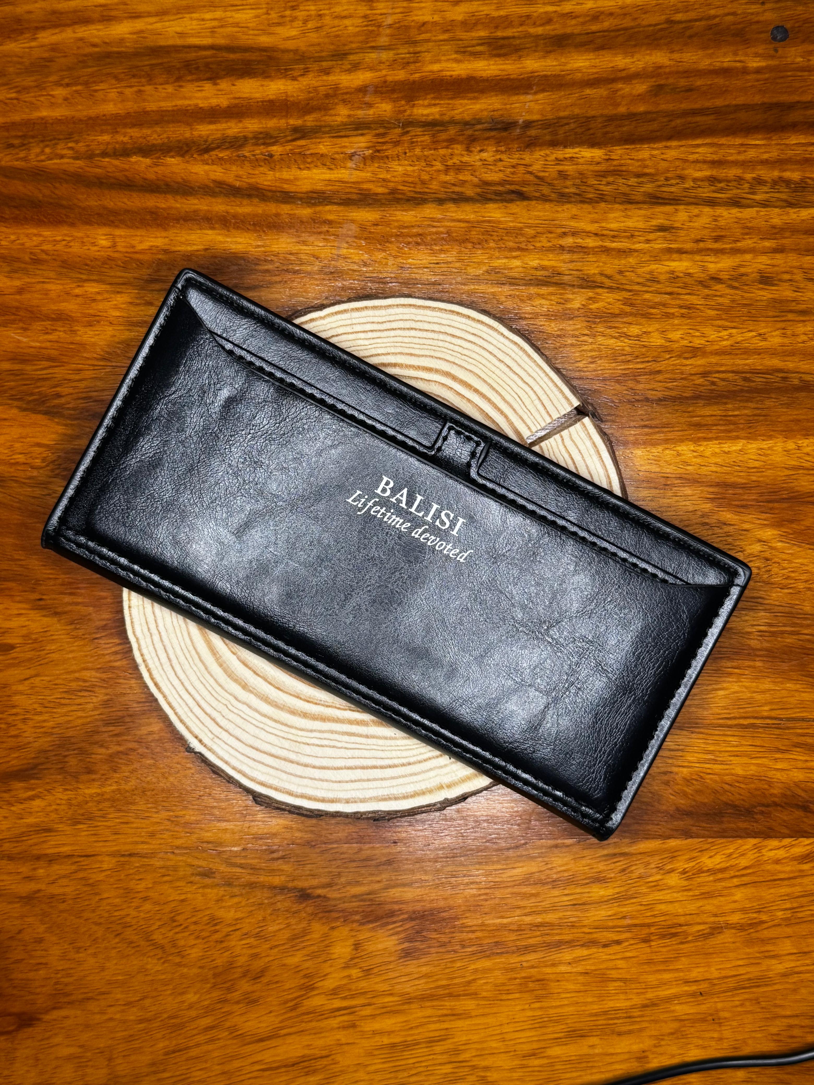 Men's Premium Leather Long Wallet – Slim Bifold Card Holder & Cash Organizer
